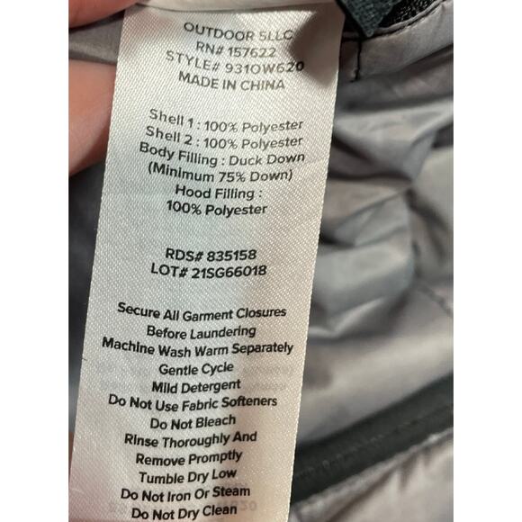 Eddie Bauer Jacket Kids Medium Black Grey Duck Down Reversible Packable Hooded - Picture 4 of 9